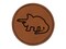Triceratops Dinosaur Outline Round Iron-On Engraved Faux Leather Patch Applique - 2.5"